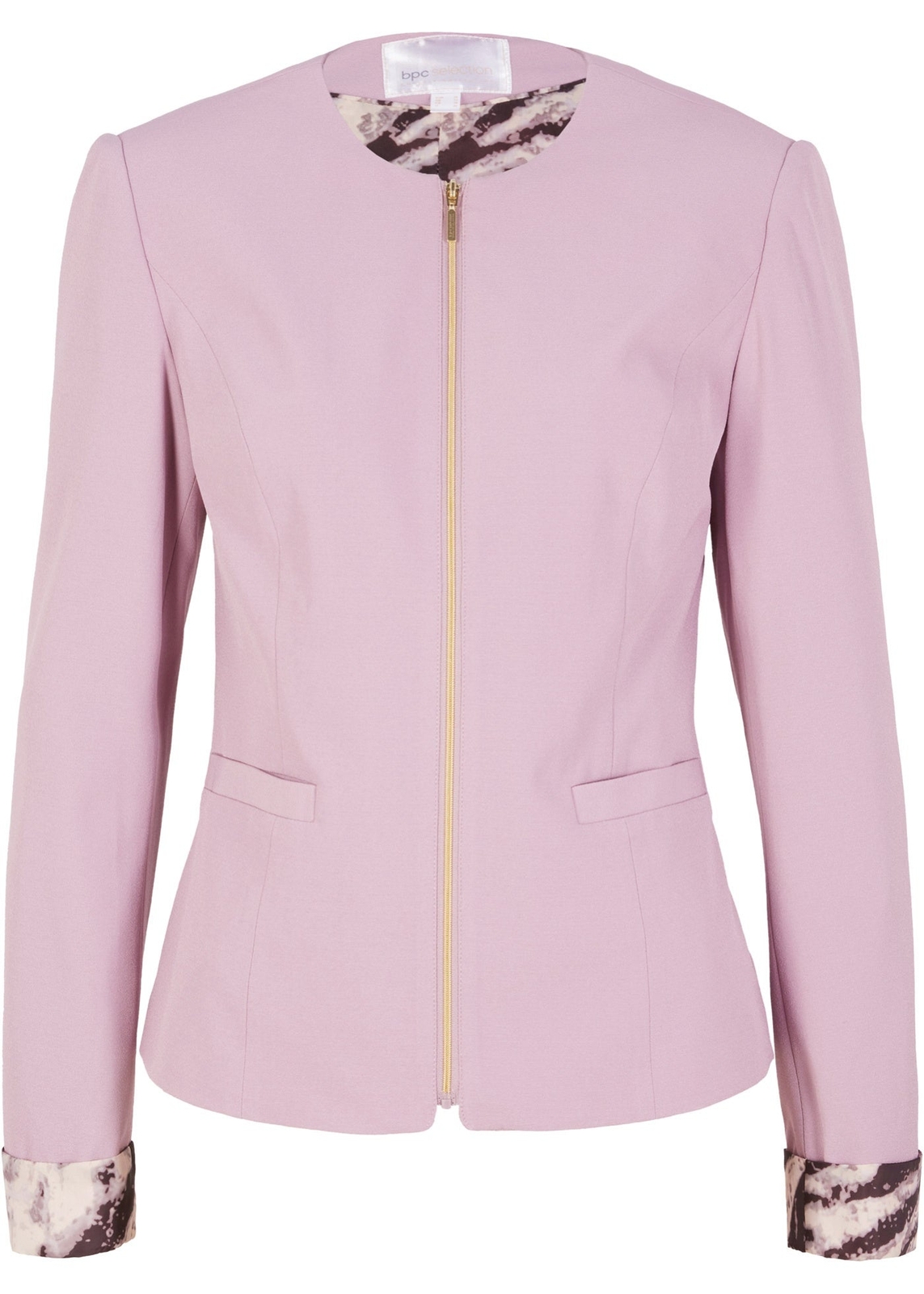 Neu Rundhals-Blazer Gr. 38 Mattflieder Damen Sakko Kurz-Jacke