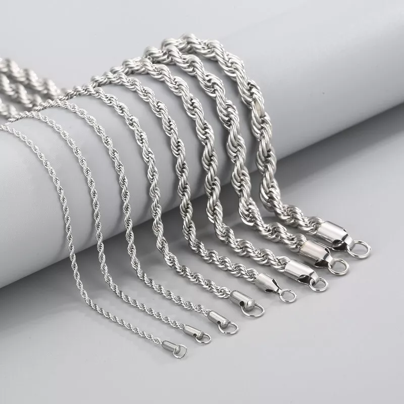 Stainless Steel Twisted chain Rope Necklace Womem Men Fashion