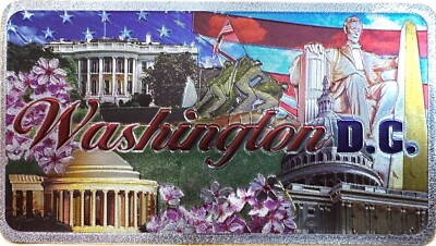 Washington D.C.  Foil Panoramic Dual Sided Fridge Magnet