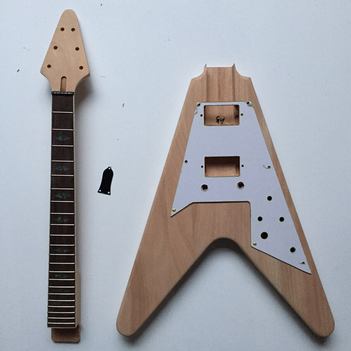 Natural Flying V Electric Guitar Body&Neck Mahogany Neck HH Pickup Groove