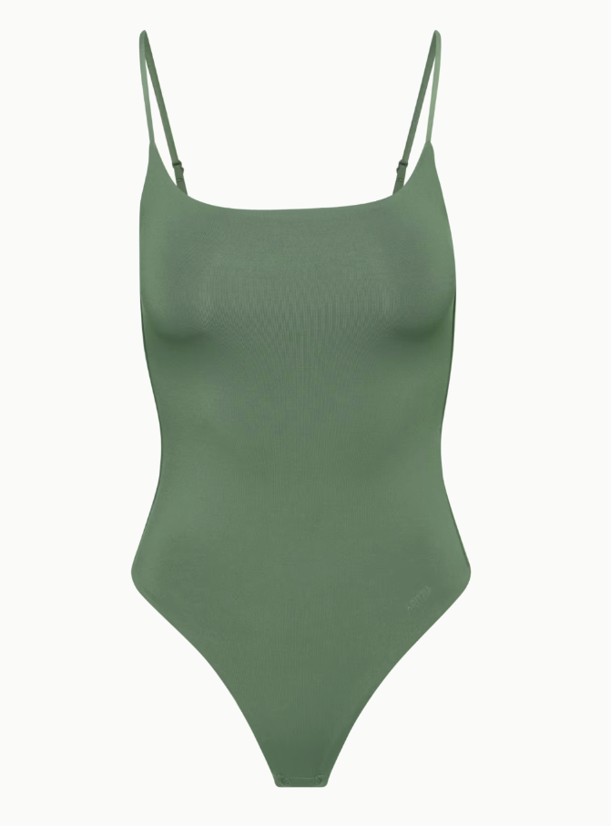 Aritzia Babaton Contour Green Spaghetti Strap Square Neck