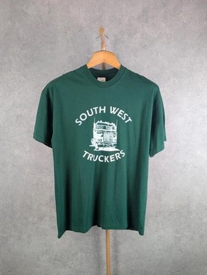 Screen Stars T-Shirt Herren XL Grün South West Trucker Grafik Vintage Style
