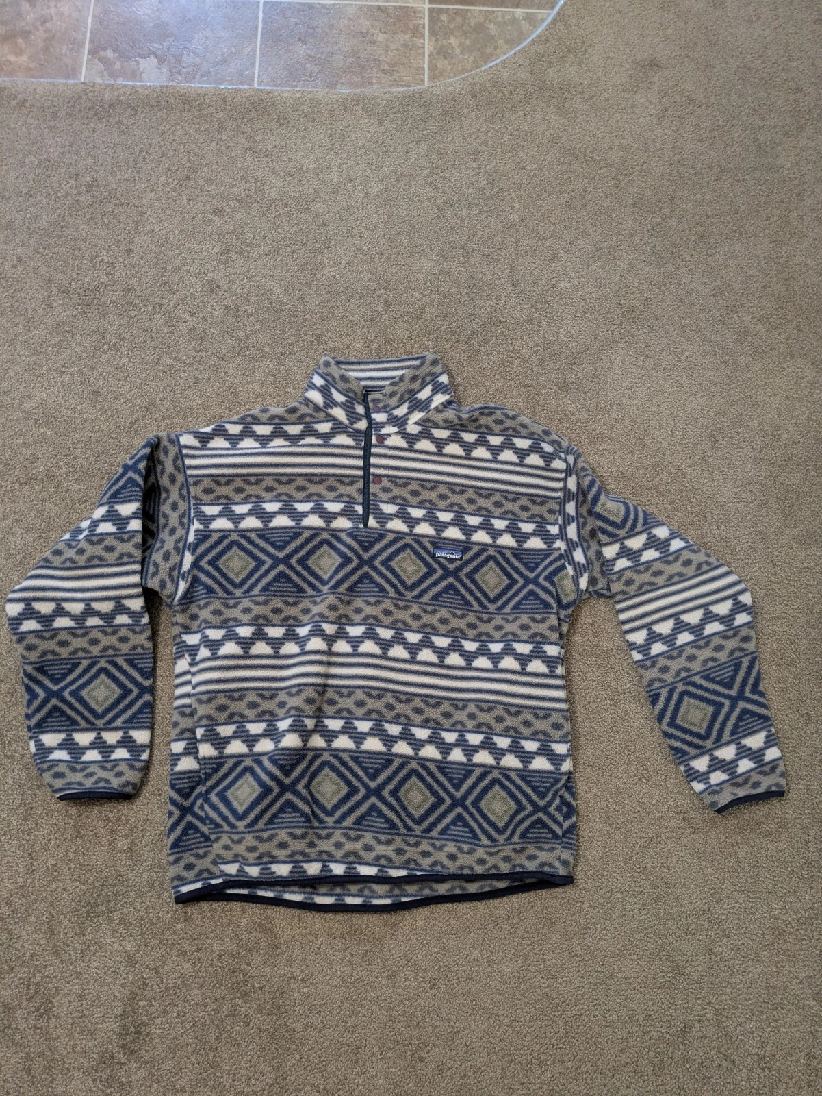 Vintage Patagonia Synchilla Jacket Mens XL Blue Aztec Made In USA