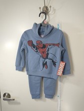 Marvel Spiderman Hoodie and Jogger Pant Set for Toddler Size 2T, Blue/Gray Color