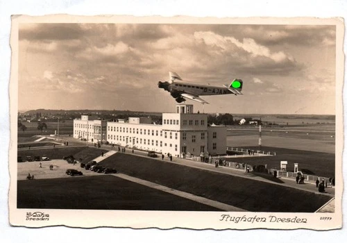 Real Photo Postcard Dresden Airfield Walter Hahn JU Aircraft 1937 NR10065
