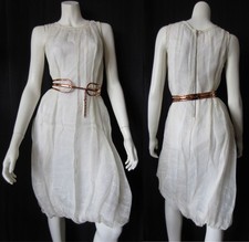 DOLCE & GABBANA silk grecian bubble dress 40 NWoT white w/ grey squiggles