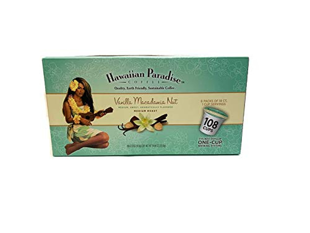 Hawaiian Paradise Vanilla Macadamia Nut Coffee 108 Single Serve Cups