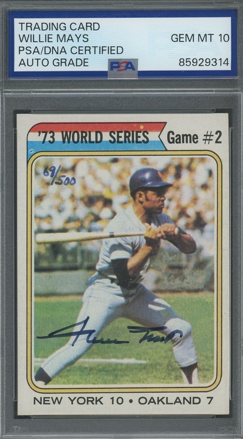Willie Mays 1974 Topps World Series #473 "Autograph" - PSA/DNA Authentic w/ 10 !
