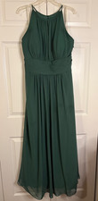 Azazie Bonnie Dress Dark Green Long Maxi Prom Formal Chiffon Dress Size 16/18