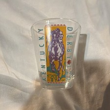 Kentucky Derby 123 1997 Vintage Clear Glass Shot Glass Multicolor 3 oz