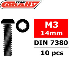 Team Corally C-3003-30-14 Hex Button Head Steel Screws M3 x 14mm (10) RC Car