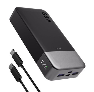 JUOVI Power Bank 65W 20000mAh Laptop Portable Charger, PD QC Fast 65W, Black