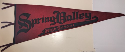 Rare 1915 era Spring Valley High School sewn wool pennant 32" southern Minnesota