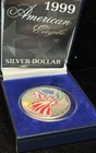 Painted - 1999 American Eagle Silver 999 Fine S$1 Dollar Coin -1