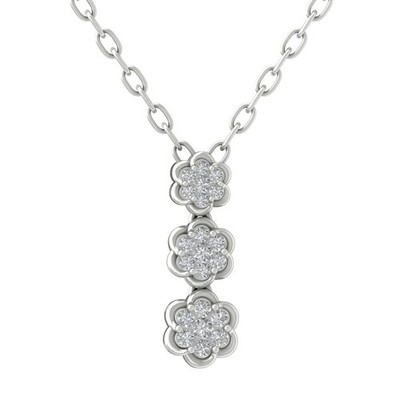 Sterlingsilber 0,325 kt im Labor gezüchteter Diamant Blume Halskette 18 Zoll Kabelkette