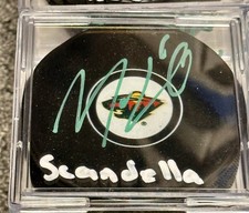 Marco Scandella signed Minnesota Wild logo Puck w/cube