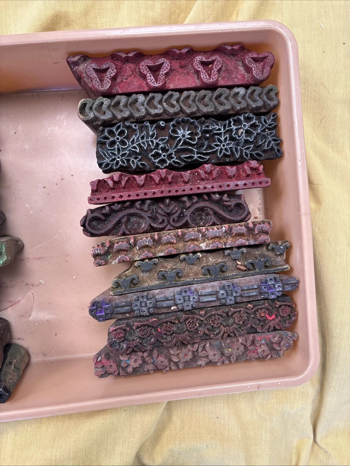 Vintage Hand-Carved Indian Wooden Printing Blocks : Textile Fabric Stamps 10963 - Image 3 of 4