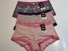 NWT 3 Pairs Maidenform One Fab Fit Microfiber Boyshort w/Lace Panties 40760 S 5