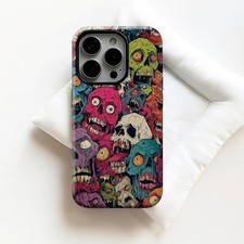 Zombie Skull Phone Case Shockproof iPhone 11-17 Pop Art Monster Halloween Cover