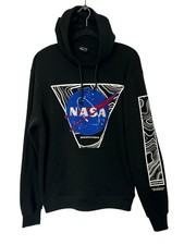 Y2K Retro Southpole NASA Space Explorer Embroidered Hoodie Black Large Gorpcore