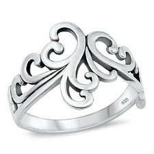 Cute Abstract Vines Ring New .925 Sterling Silver High Polished Band Sizes 5-10