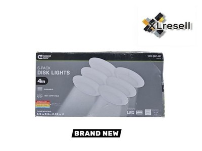 Commercial Electric 6-Pack 4'' LED Surface Mount Disk Light 800LM Selectable CCT