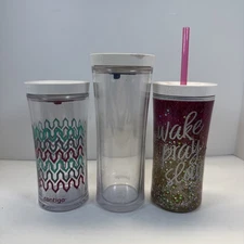 Lot Of 3 Contigo Travel On The Go Cold Cup 20 oz 16 oz Clear, Pink, Blue