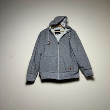 Buffalo David Bitton Sherpa Hooded Grey Zip Hoodie Jacket Men L Comfort Fleece