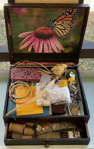 Vintage Antique Junk Drawer Lot Treasure Box Costume Jewelry Ephemera Estate Lot