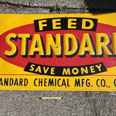 Vintage 24'' Original Feed Standard Chemie Geld sparen Werbeschild Omaha UK