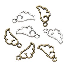 50pc Alloy Angel Wing Charms 9x18mm Hollow Pendants Three Color DIY Jewelry
