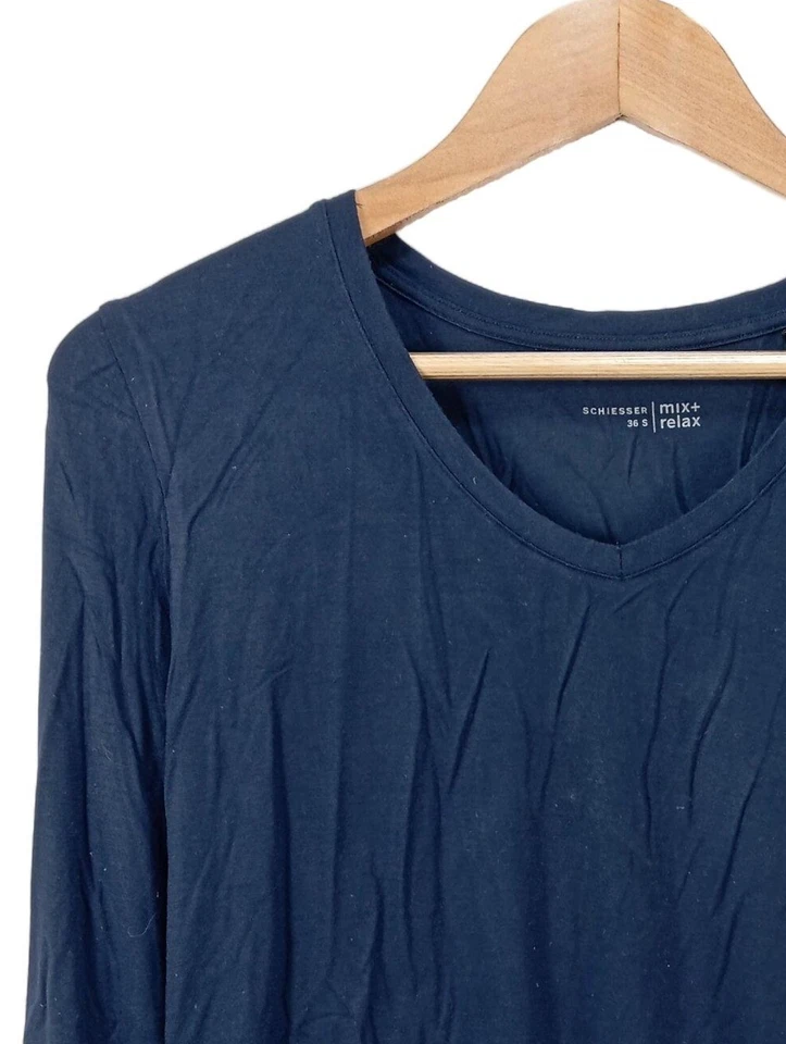 SCHIESSER Manga larga Mujeres Camisa Talla EU 36 azul look casual - Imagen 3 de 4