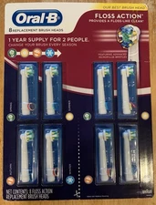 Oral B Floss Action Refill Toothbrush Heads Replacement Brush Heads Pack of 8