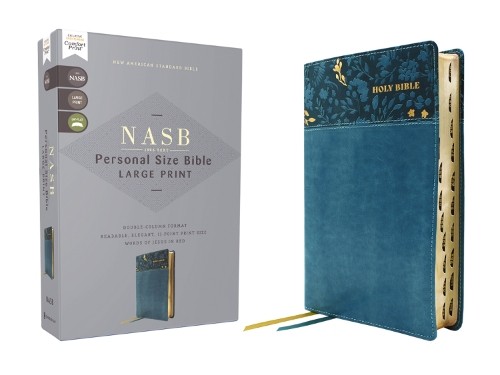 NASB, Personal Size Bible, Large Print, Leathersoft, Teal, Re... - 9780310465959