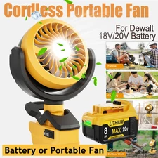 DCB208 Battery / Portable Cordless Fan For DeWALT 20V Li-ion Jobsite Fan Outdoor