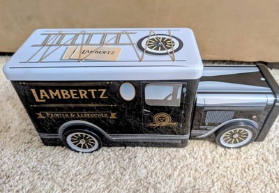Lambertz Retro Vintage Car Printen Truck Tin Box w Cookies. Rare!