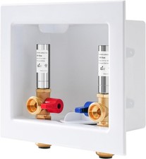 Washing Machine Outlet Box, with Stainless Steel Water Hammer Arrestor