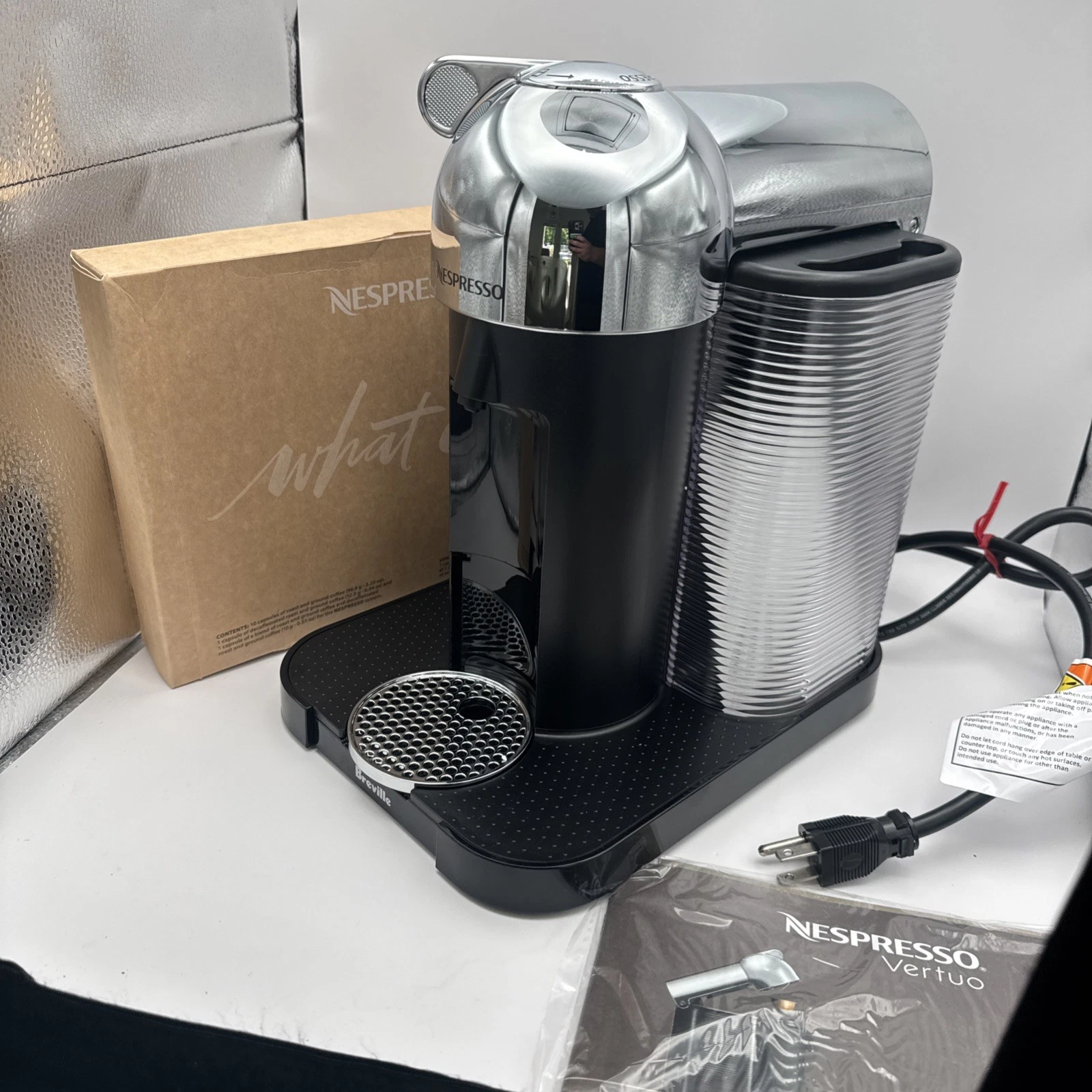 Nespresso Vertuo Coffee and Espresso Maker By Breville Chrome & Black BNV22