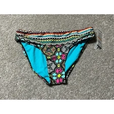 Kenneth Cole Reaction Bikini Swim Bottom L Boho Chic Tribal Southwestern Aztec