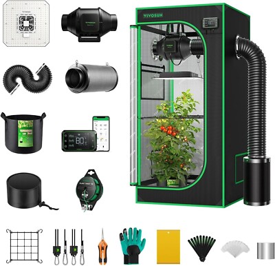 VIVOSUN 2x2ft Smart Grow Tent Kit w/Grow Light 100W ,WiFi-Integrated Automatic