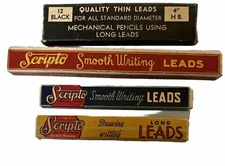 (4) Four Vintage  Mechanical Pencil Lead Paper Box Containers Some Missing Lead.
