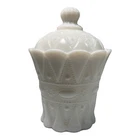 Vintage Kemple Lace And Dew Drop Milk Glass Candy Jar c. 1946