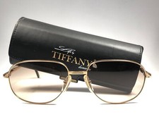 NEW VINTAGE TIFFANY T371 GOLD PLATED 1980'S GOLD LIGHT BROWN LENSES SUNGLASSES