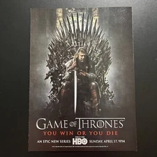 Game Of Thrones 2011 New Series Promo Print Ad 8"x11" AD ONLY HBO win or die