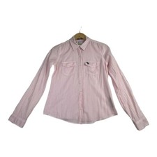 Abercrombie Fitch Striped Button Down Long Sleeve Shirt size Medium Pink/White