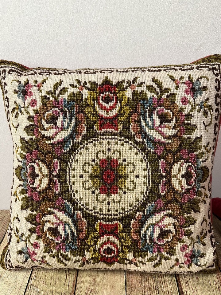 Vtg Tapestry Floral Velvet Decorative Throw Pillows Cottage French Core