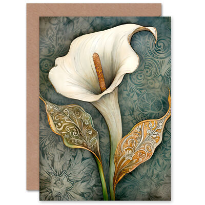 Blanko-Grußkarte Cala Lily Blume Floral William Morris Stil Jugendstil
