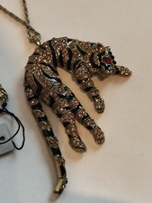 Collana lunga donna Ciondolo Tigre Tiger Ama spilla color oro  Donna