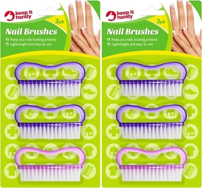 KEEP IT HANDY 6 Plastic Nail Brushes Multi-color Hand Cleaning Scrubbing Brush Hands Feet