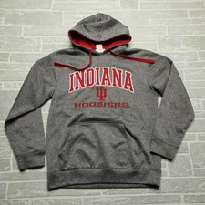 Indiana Hoosiers Sweater Adult Medium Heather Gray Embroidered College Hoodie